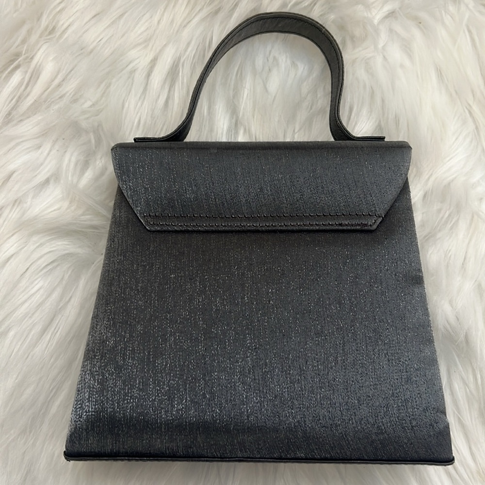 Vintage 90s Y2K 2000s Sasha Silver Grey Beaded Top Handle Mini Bag / Purse - Picture 3 of 13